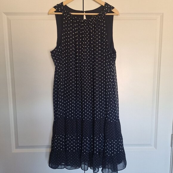 💙 JBS Women Polkadot Midi Sleeveless Lines Flowy Dress Size 22 Preppy Fall Cott - Picture 8 of 8
